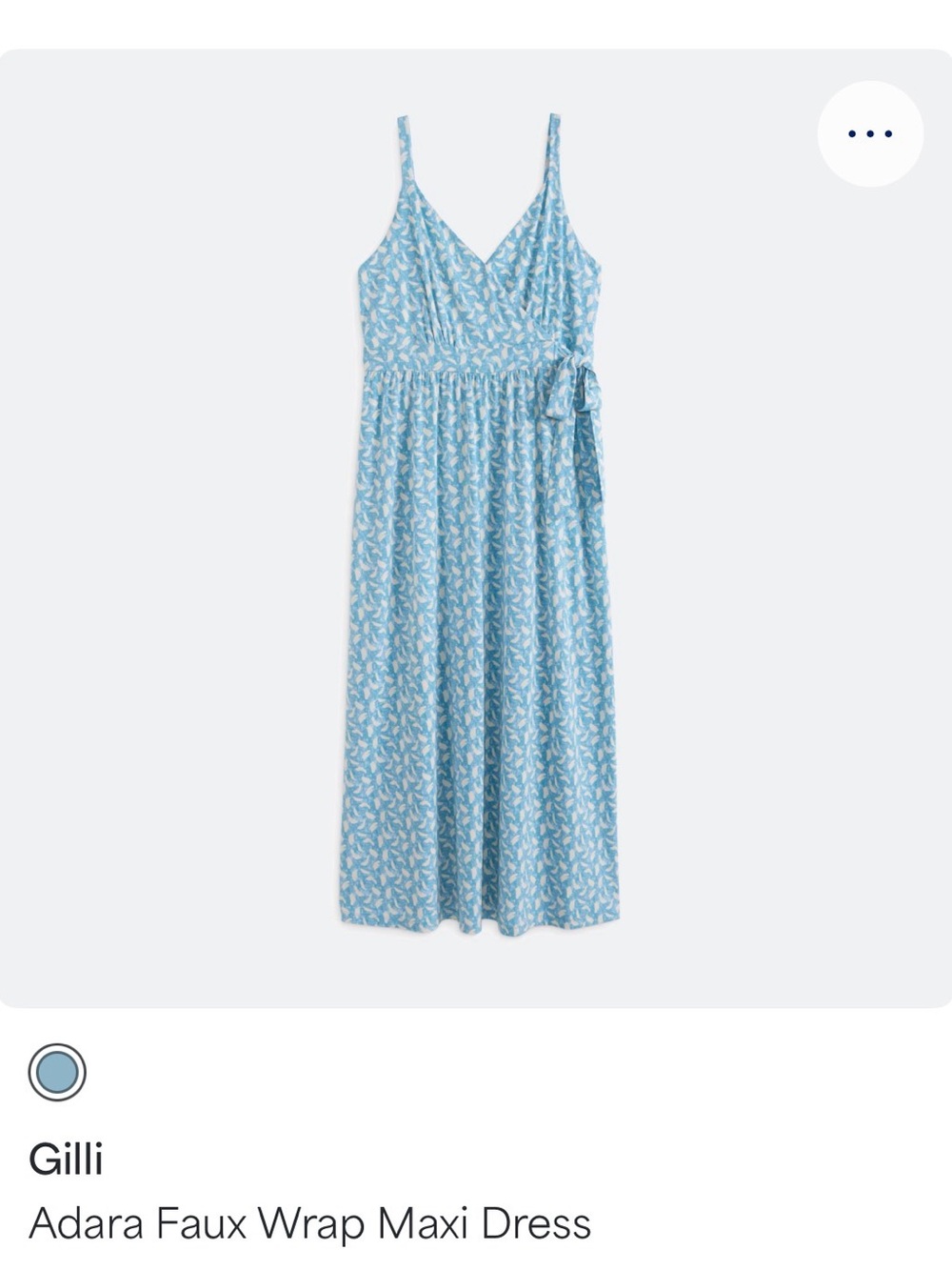 Gilli Blue and White Printed Maxi Dress with Waist Tie